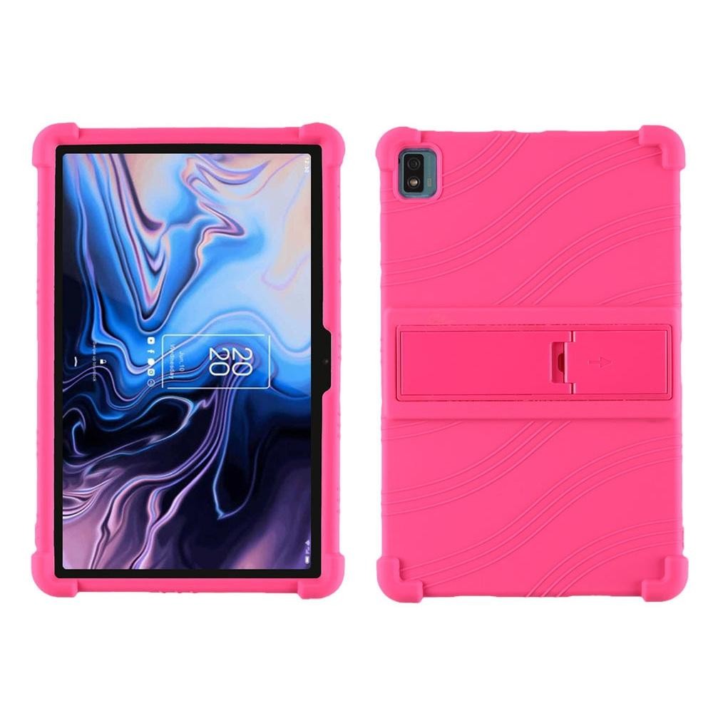 For TCL 10 Tab Max 10.36 inch Silicone Tablet Protective Case with Invisible Bracket(Rose Red)