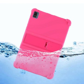 For TCL 10 Tab Max 10.36 inch Silicone Tablet Protective Case with Invisible Bracket(Rose Red)