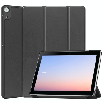 For Docomo dtab D-51C Custer Texture 3-Fold Holder Leather Tablet Case(Black)