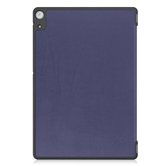 For Docomo dtab D-51C Custer Texture 3-Fold Holder Leather Tablet Case(Dark Blue)