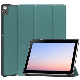 For Docomo dtab D-51C Custer Texture 3-Fold Holder Leather Tablet Case(Green)