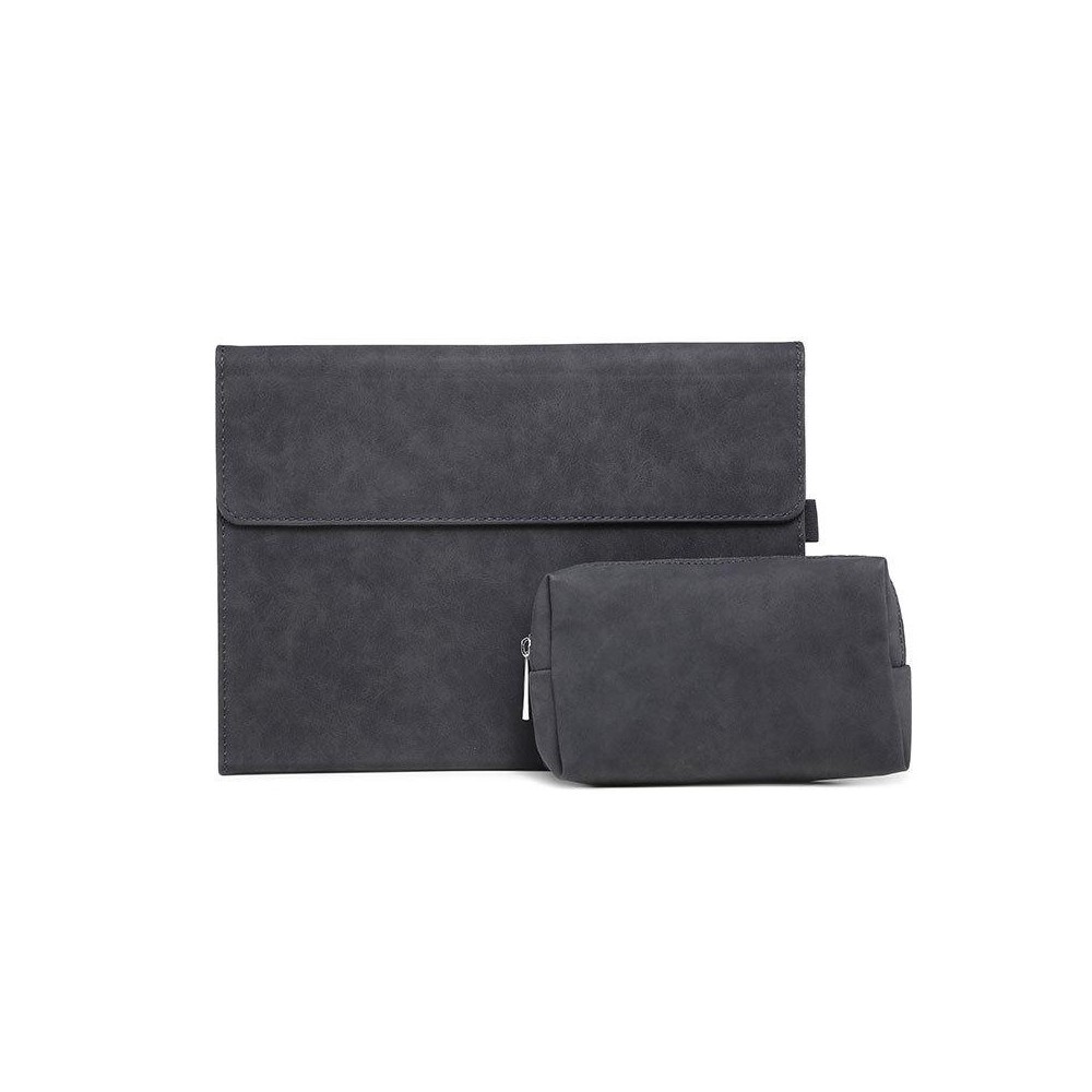 For Microsoft Surface Pro 8 Tablet Protective Case Holder(South African Sheepskin Black Case + Power Supply Bag)