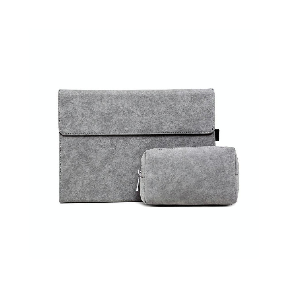 For Microsoft Surface Pro 8 Tablet Protective Case Holder(South African Sheepskin Gray Case + Power Supply Bag)