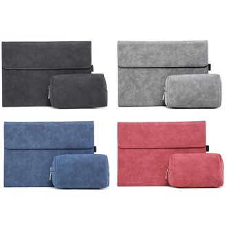 For Microsoft Surface Pro 8 Tablet Protective Case Holder(South African Sheepskin Gray Case + Power Supply Bag)