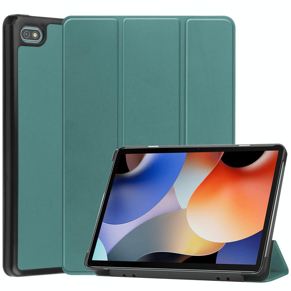 For Blackview Oscal Pad 10 Custer Pure Color 3-Fold Holder Smart Leather Tablet Case(Dark Green)