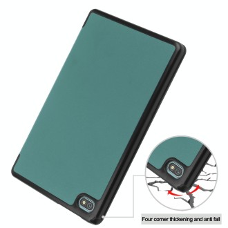 For Blackview Oscal Pad 10 Custer Pure Color 3-Fold Holder Smart Leather Tablet Case(Dark Green)