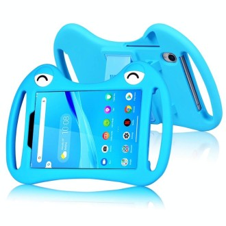 For TCL Tab 8 4G Cartoon Silicone Shockproof Protective Tablet Case with Stand & Handheld(Blue)