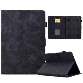 For 8 inch Tablets Tower Embossed Leather Tablet Case(Black)