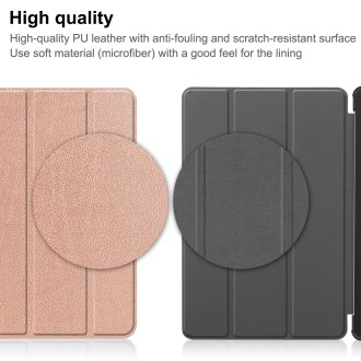 For Blackview Oscal Pad 10 Custer Pure Color 3-Fold Holder Smart Leather Tablet Case(Rose Gold)