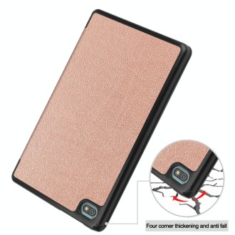 For Blackview Oscal Pad 10 Custer Pure Color 3-Fold Holder Smart Leather Tablet Case(Rose Gold)