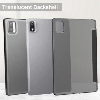 For Blackview Tab 12 / 12 Pro 3-fold Semi-transparent Frosted Smart Leather Tablet Case(Black)