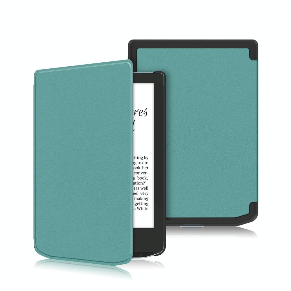 For PocketBook Verse Pro Solid Color Voltage Caster Leather Smart Tablet Case(Dark Green)