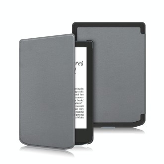 For PocketBook Verse Pro Solid Color Voltage Caster Leather Smart Tablet Case(Grey)