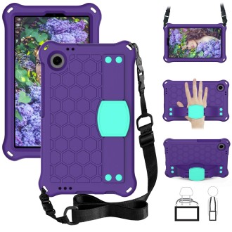 For Alcatel Joy Tab2 2020 / 3T 8.0 Honeycomb EVA Hybrid PC Tablet Case with Strap(Purple+Aqua)