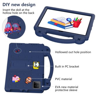 For Blackview Oscal Pad 15 2023 10.36/Tab 11 Handle Kickstand Children EVA Shockproof Tablet Case(Navy Blue)