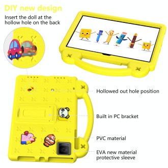 For Blackview Oscal Pad 15 2023 10.36/Tab 11 Handle Kickstand Children EVA Shockproof Tablet Case(Yellow)