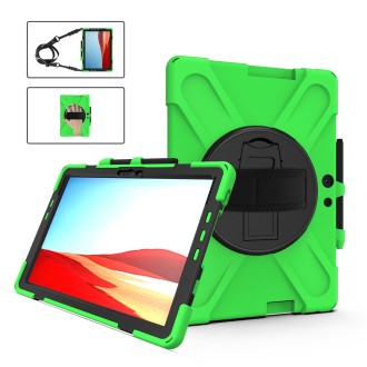 For Microsoft Surface Pro X / Pro X 2021 Shockproof Colorful Silicone + PC Protective Case with Holder & Hand Strap & Shoulder S