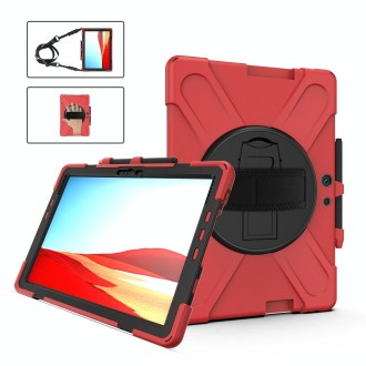 For Microsoft Surface Pro X / Pro X 2021 Shockproof Colorful Silicone + PC Protective Case with Holder & Hand Strap & Shoulder S