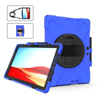 For Microsoft Surface Pro X / Pro X 2021 Shockproof Colorful Silicone + PC Protective Case with Holder & Hand Strap & Shoulder S