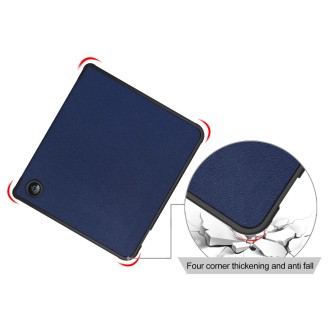 For KOBO Libra2 2021 Multi-folding Leather Tablet Case(Dark Blue)