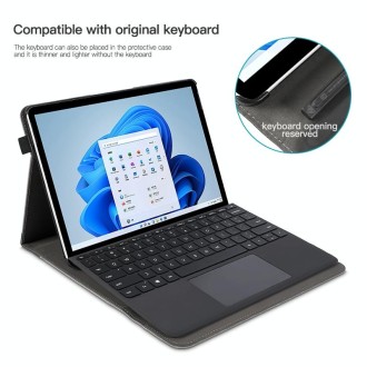 For Microsoft Surface Pro 8 Cloth Texture Stitching Leather Tablet Case(Black)