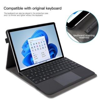 For Microsoft Surface Go 3 / 2 / 1 Cloth Texture Stitching Leather Tablet Case(Black)