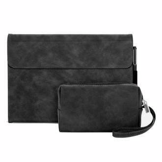 For Microsoft Surface Go 3 / 2 / 1 Sheepskin All-Inclusive Shockproof Protective Case with Power Bag(Black)