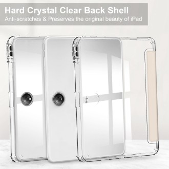 For OnePlus Pad Clear Back Cover 3-Fold Leather Smart Tablet Case(Apricot)