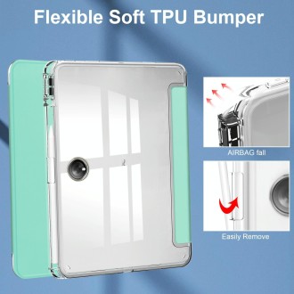 For OnePlus Pad Clear Back Cover 3-Fold Leather Smart Tablet Case(Mint Green)