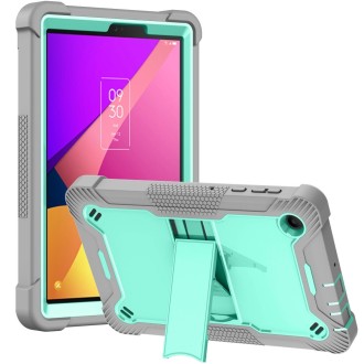 For TCL Tab 8 LE Shockproof Silicone Hybrid PC Tablet Case with Holder(Mint Green + Grey)