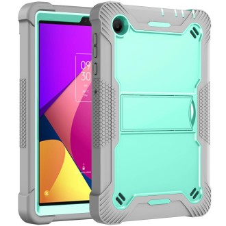 For TCL Tab 8 LE Shockproof Silicone Hybrid PC Tablet Case with Holder(Mint Green + Grey)