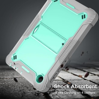 For TCL Tab 8 LE Shockproof Silicone Hybrid PC Tablet Case with Holder(Mint Green + Grey)