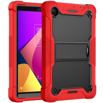 For TCL Tab 8 LE Shockproof Silicone Hybrid PC Tablet Case with Holder(Black + Red)