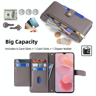 For Ulefone Note 12P Sheep Texture Cross-body Zipper Wallet Leather Phone Case(Grey)