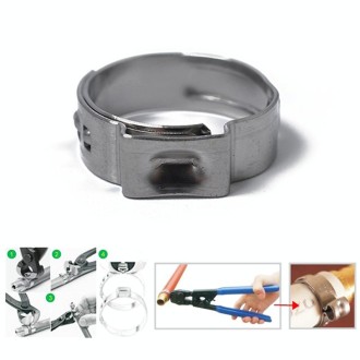 100 PCS Adjustable Single Ear Plus Stainless Steel Hydraulic Hose Clamps O-Clips Pipe Fuel Air, Inside Diameter Range: 12.8-23.5