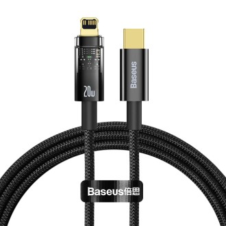 Baseus 20W Type-C / USB-C to 8 Pin Explorer Series Auto Power-Off Fast Charging Data Cable, Length:1m(Black)