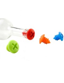 10 PCS Screw Shape Red Wine Preservation Silicone Bottle Stopper Random Colour Delivery