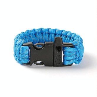 Nine-Core Reflective Umbrella Rope Woven Bracelet Survival Whistle Emergency Umbrella Rope Wristband(Blue)