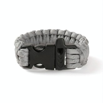 Nine-Core Reflective Umbrella Rope Woven Bracelet Survival Whistle Emergency Umbrella Rope Wristband(Gray)