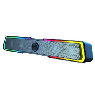 Wired+Bluetooth Version DHE6002S RGB Lights HiFi Sound Effect Computer Audio Desktop Long Strip Speakers