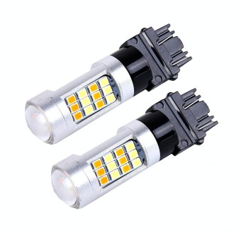 2 PCS T25/3157 10W 1000 LM 6000K White + Yellow Light Turn Signal Light with 42 SMD-2835-LED Lamps And Len. DC 12-24V