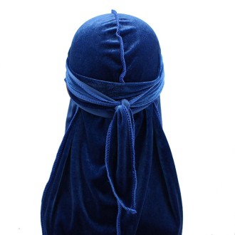 Velvet Turban Cap Long-tailed Pirate Hat Chemotherapy Cap (Baby Blue)