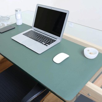 Multifunction Business Double Sided PU Leather Mouse Pad Keyboard Pad Table Mat Computer Desk Mat, Size: 80 x 40cm(Green + Silve