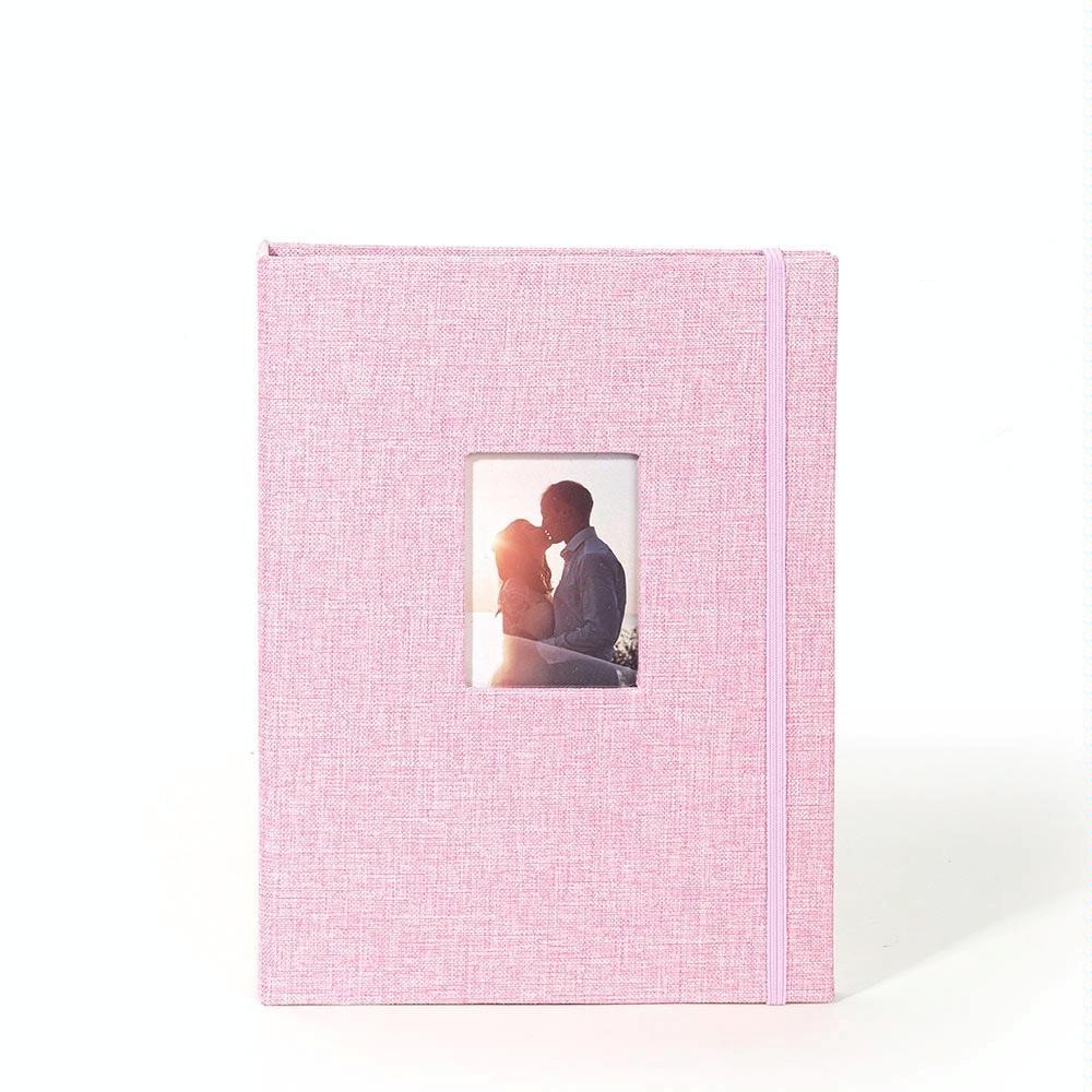 3-inch 208 Pockets Cotton Linen Photo Album Photocard Holder(Pink)