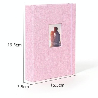 3-inch 208 Pockets Cotton Linen Photo Album Photocard Holder(Pink)