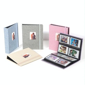 3-inch 208 Pockets Cotton Linen Photo Album Photocard Holder(Pink)