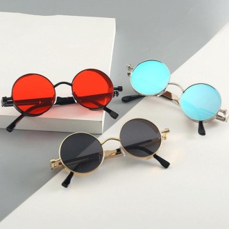 Metal Round Frame Steampunk Retro Sunglasses for Men Women(6)