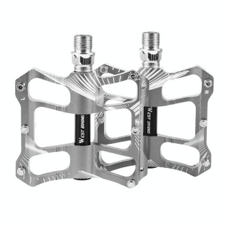 WEST BIKING YP0802080 Bicycle Aluminum Alloy Pedal Riding Foot Pedal Bicycle Accessories(Silver)