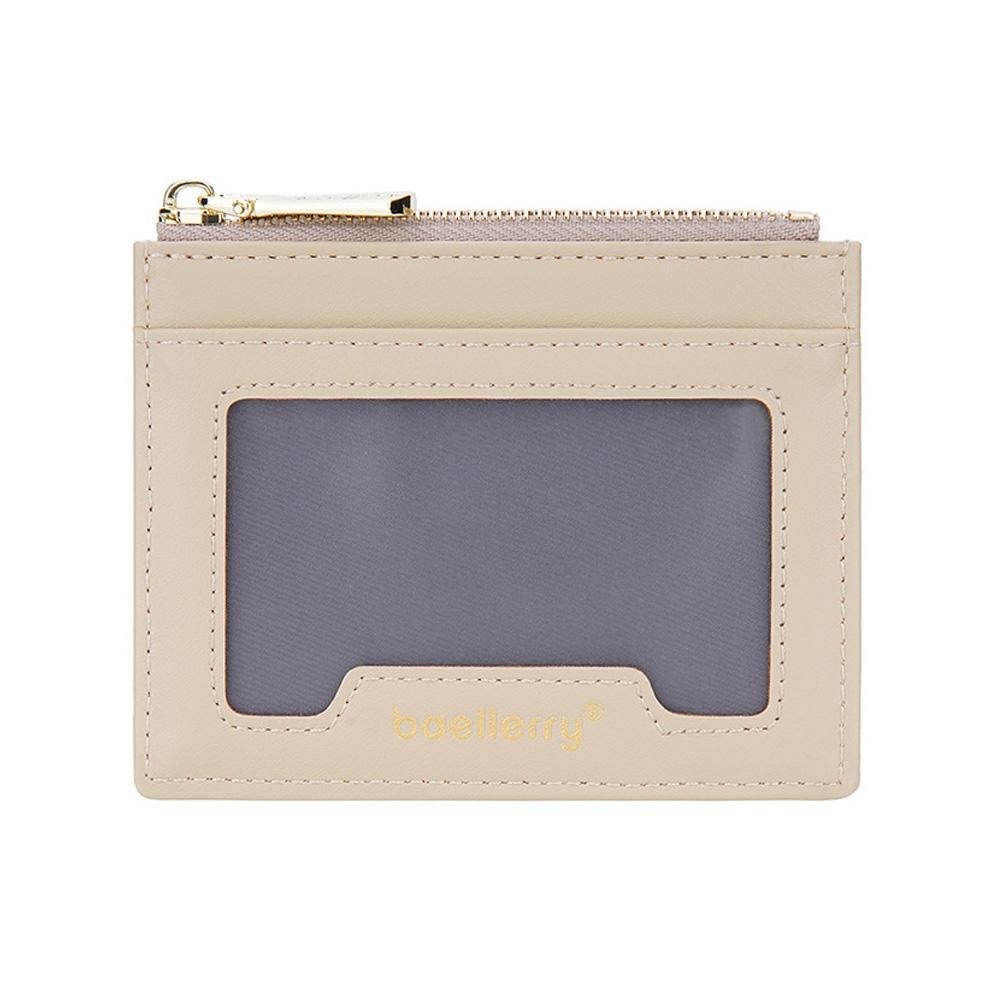 Baellerry Light and Thin Card Bag ID Card Holder Multifunctional Coin Purse(Apricot Gray)