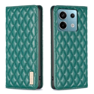 For Xiaomi Redmi Note 13 Pro 4G Global Diamond Lattice Magnetic Leather Flip Phone Case(Green)